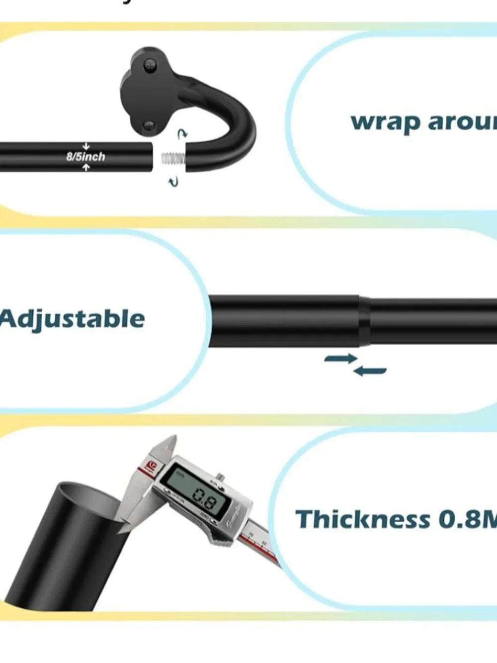 Mogaath Wrap Around Blackout Curtain Rods Set of 2 16